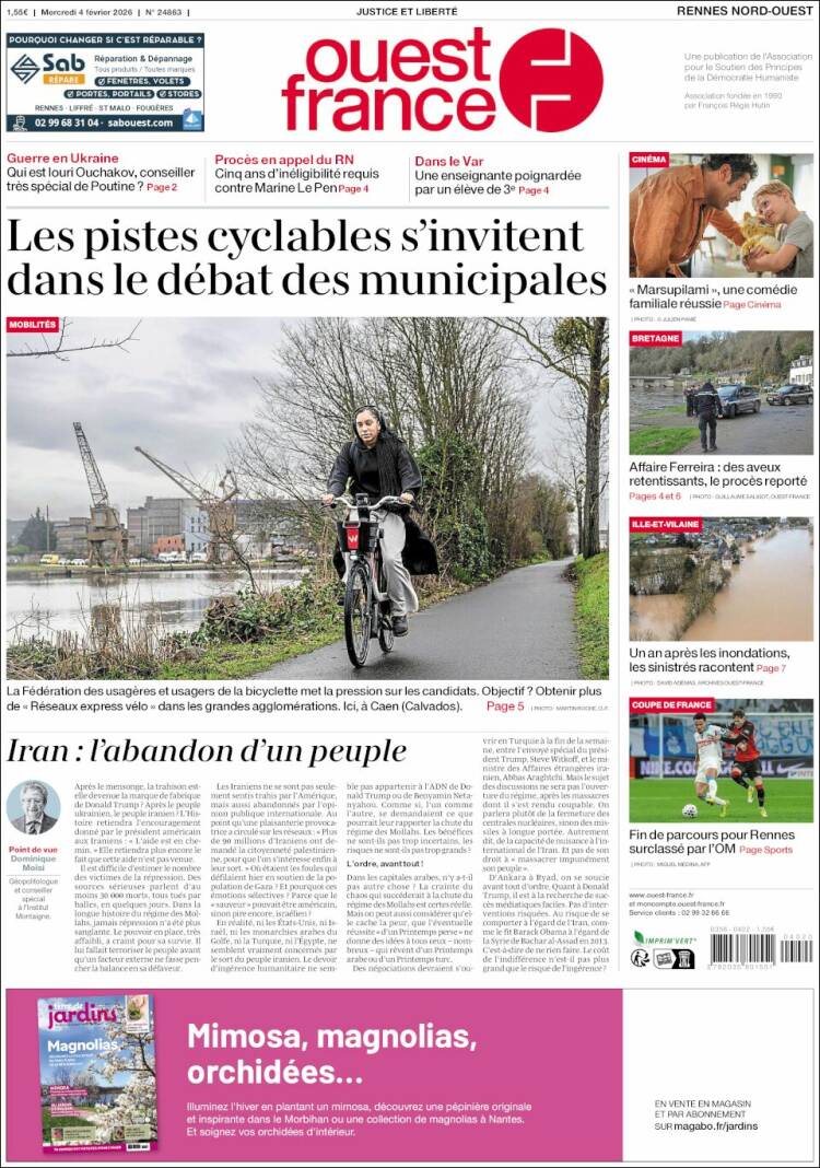 Portada de Ouest France (France)