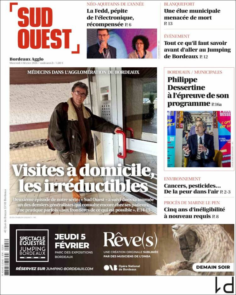Portada de Sud Ouest (Francia)