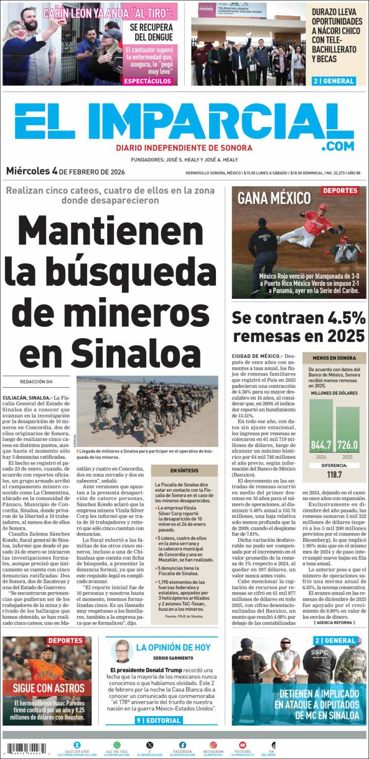 Portada de El Imparcial (M&eacute;xico)