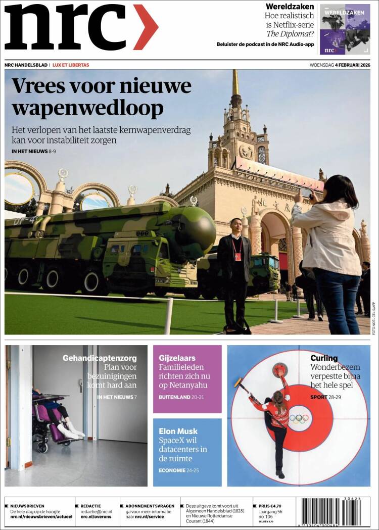 Portada de NRC Handelsblad (Pa&iacute;ses Bajos)