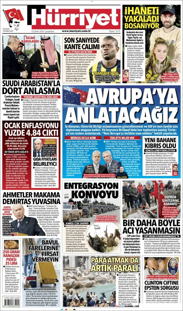 Portada de Hürriyet (Turqu&iacute;a)