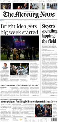 Portada de San Jose Mercury News (USA)