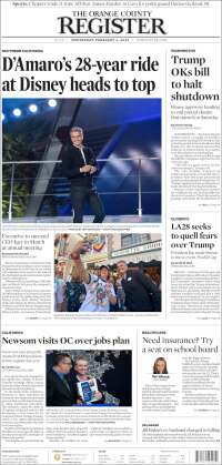 Portada de The Orange County Register (USA)