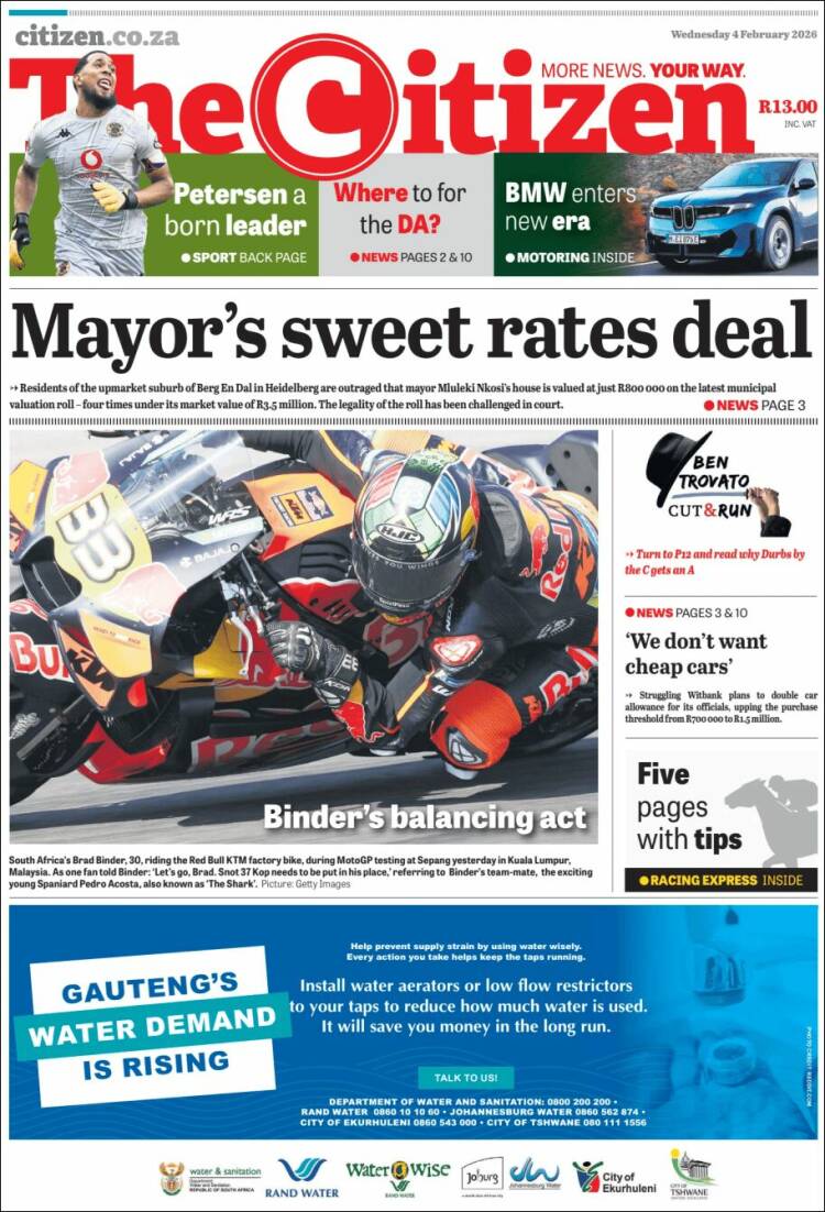 Portada de The Citizen (Sud&aacute;frica)