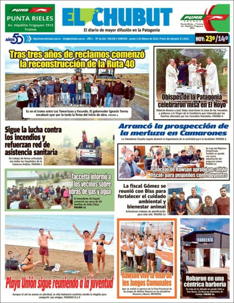 Portada de El Chubut (Argentina)