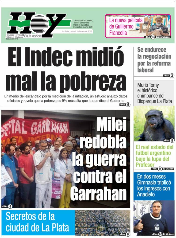 Portada de Diario Hoy (Argentina)