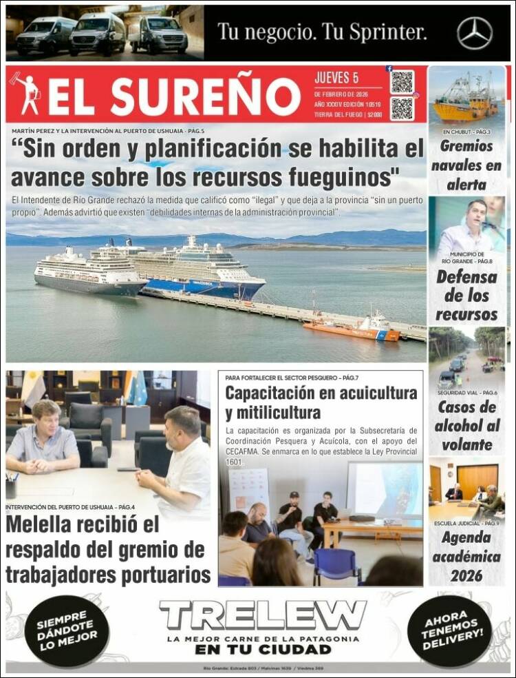 Portada de Diario El Sureño (Argentina)