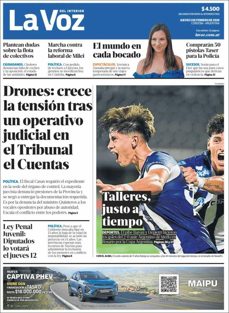 Portada de La Voz del Interior (Argentina)