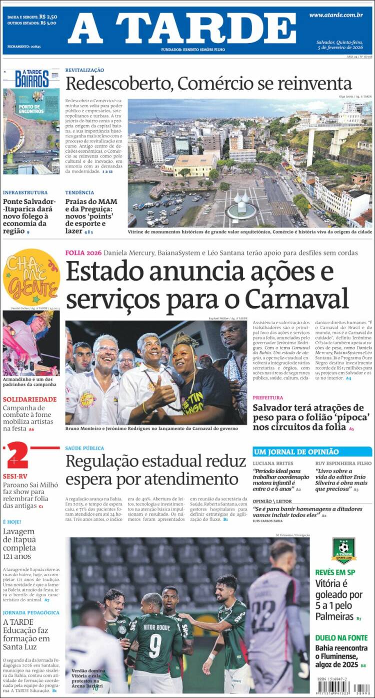Portada de Diário A Tarde (Brasil)