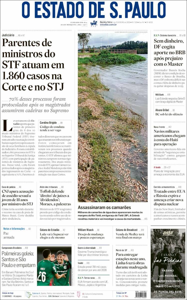 Portada de O Estado de São Paulo (Brasil)