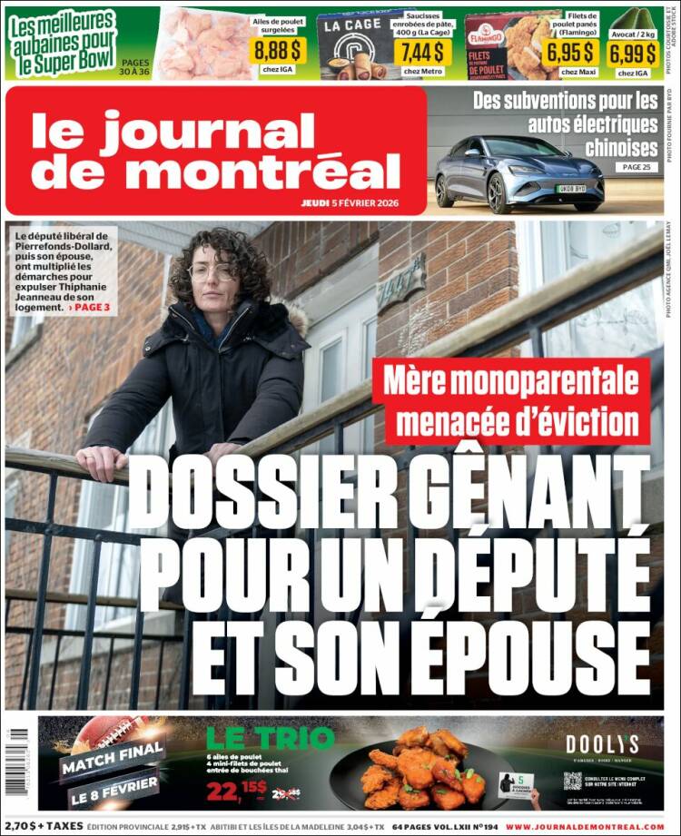 Portada de Le Journal de Montréal (Canad&aacute;)