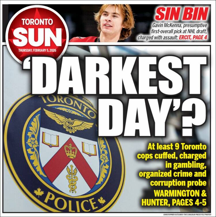 Portada de The Toronto Sun (Canad&aacute;)