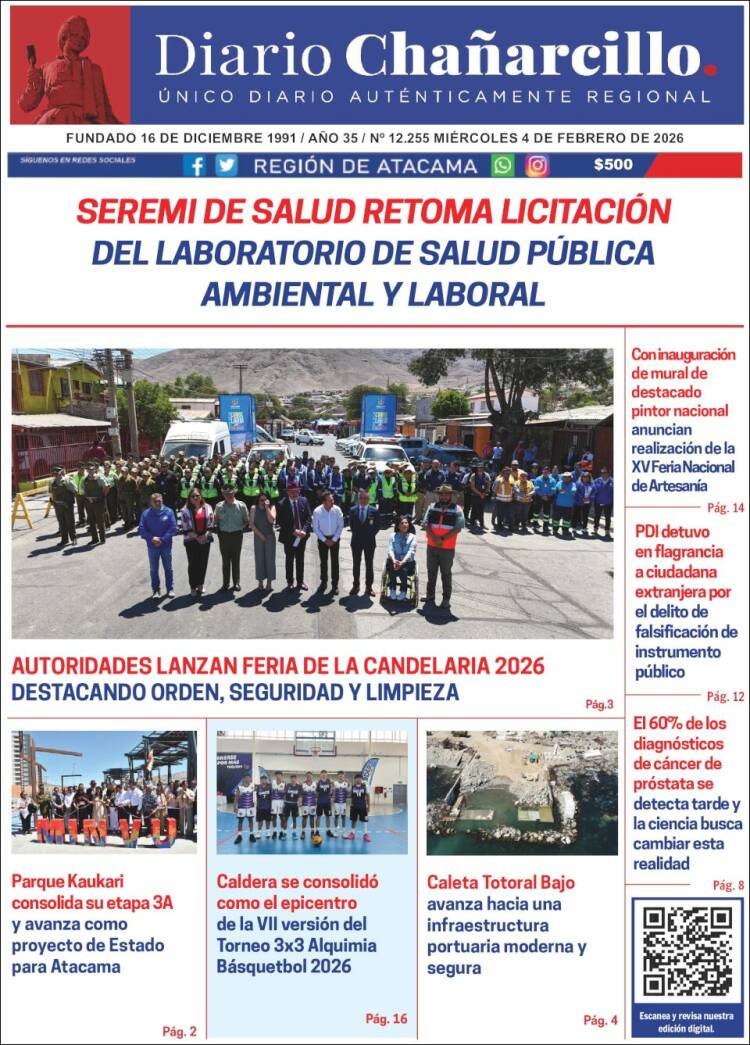 Portada de Diario Chañarcillo (Chile)