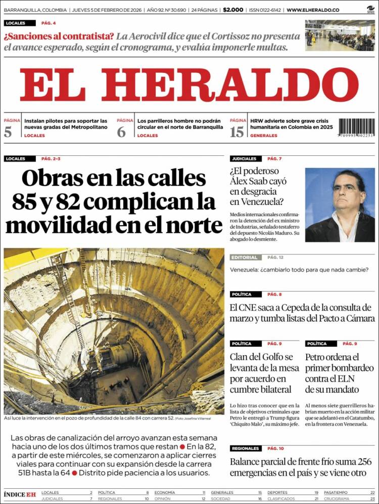 Portada de El Heraldo (Colombia)