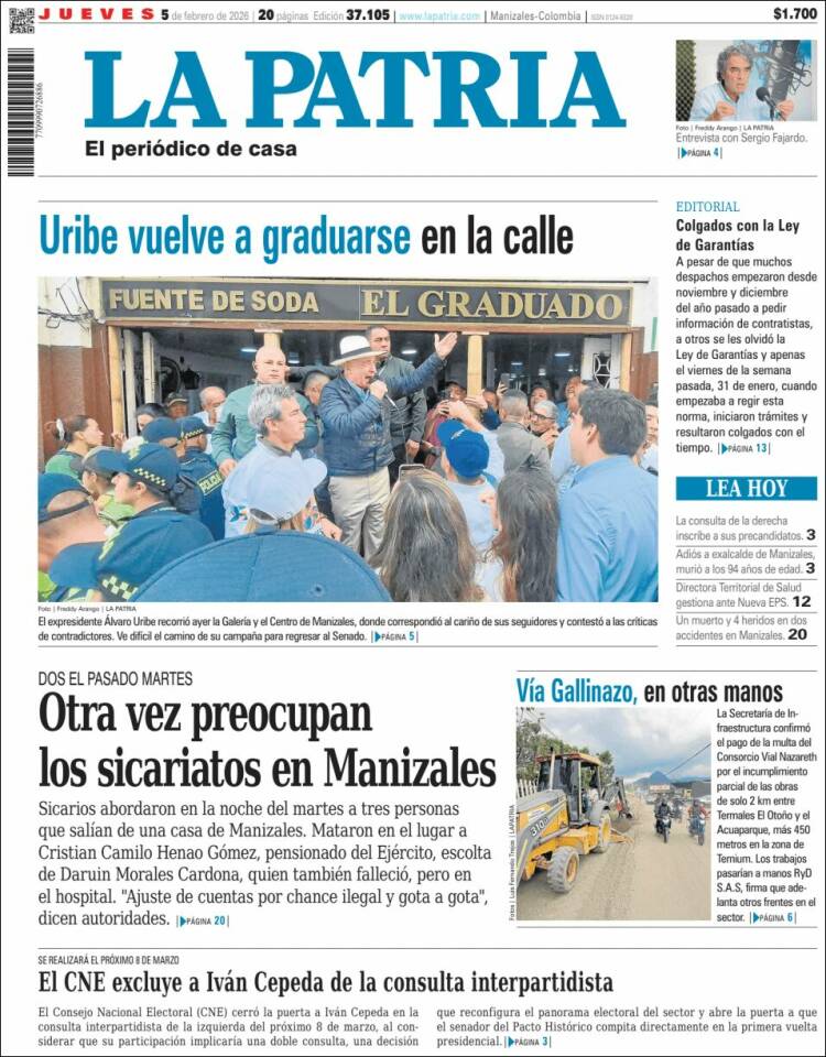 Portada de La Patria (Colombia)