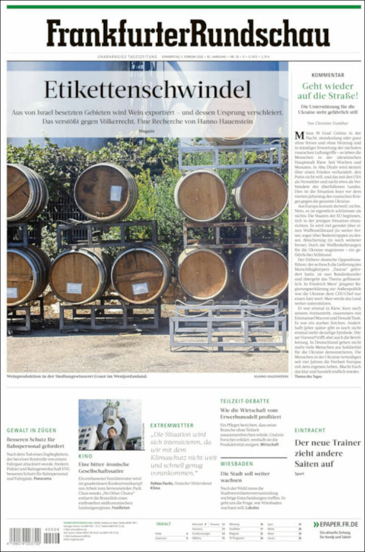 Portada de Frankfurter Rundschau (Alemania)