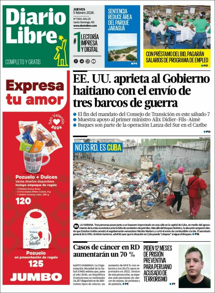 Portada de Diario Libre (R. Dominicana)