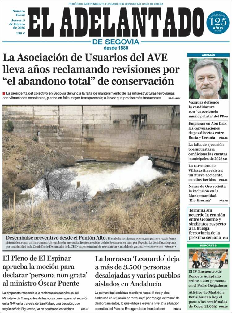 Portada de El Adelantado de Segovia (Espa&ntilde;a)