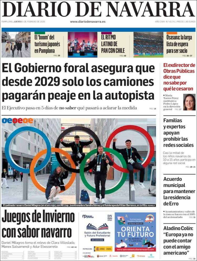 Portada de Diario de Navarra (Espa&ntilde;a)