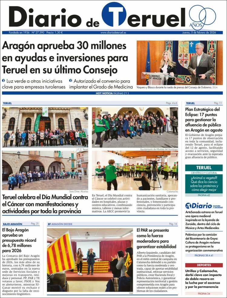 Portada de Diario de Teruel (Espa&ntilde;a)