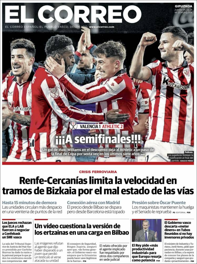 Portada de El Correo - Guipuzcoa (Espa&ntilde;a)