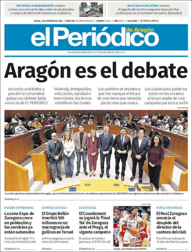 Portada de El Periódico de Aragón (Espa&ntilde;a)