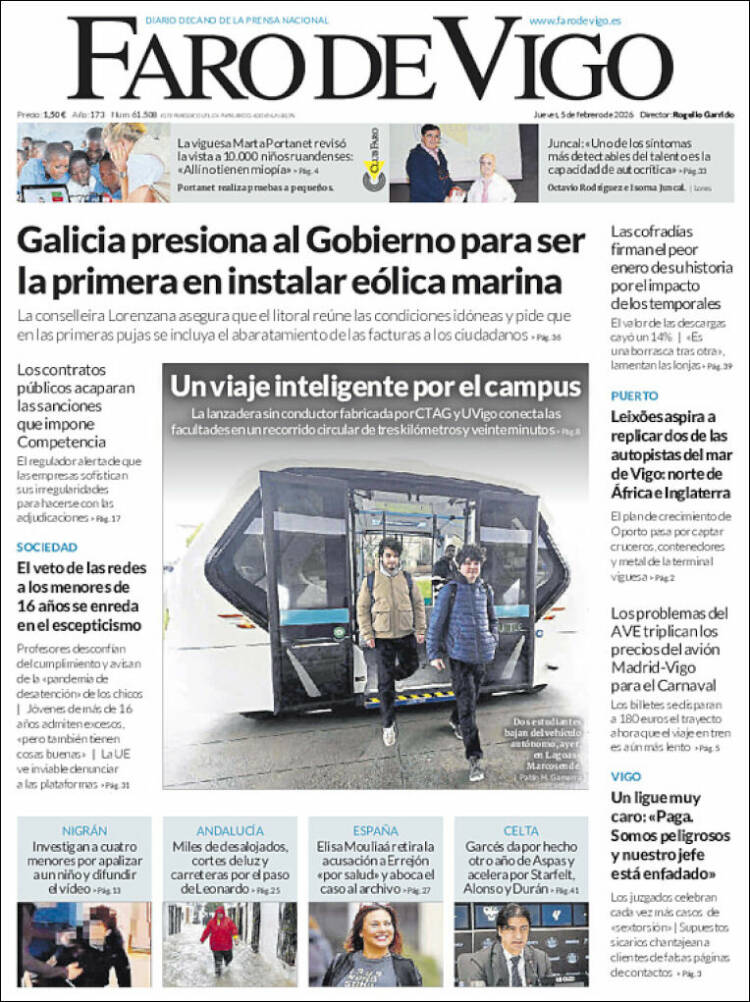 Portada de Faro de Vigo (Espa&ntilde;a)