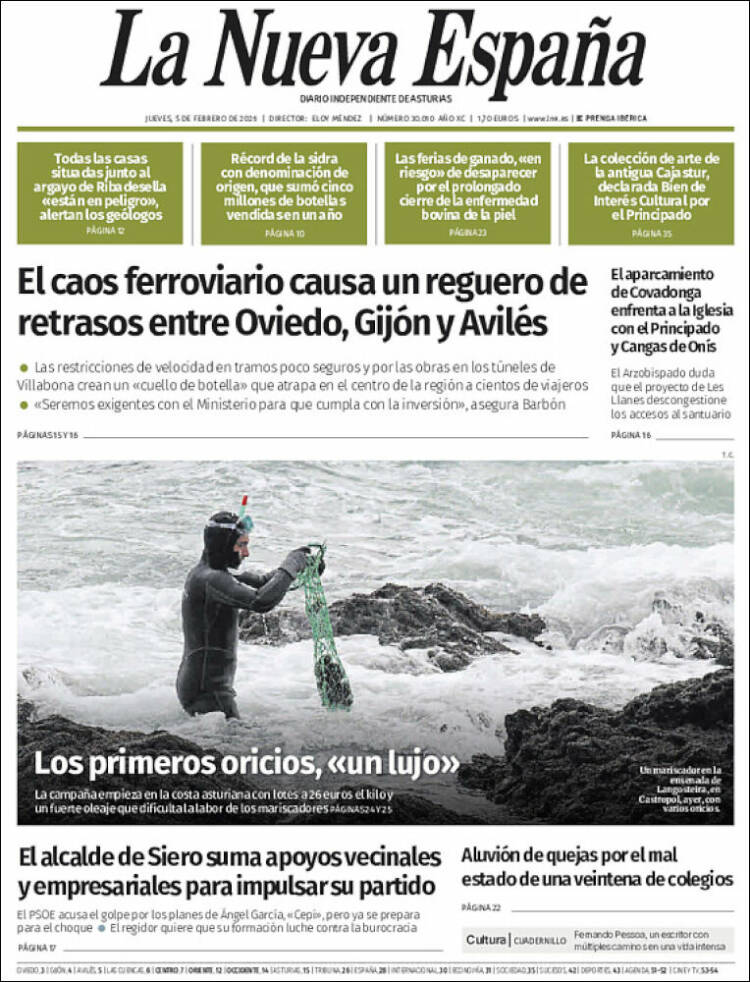 Portada de La Nueva España (Espa&ntilde;a)