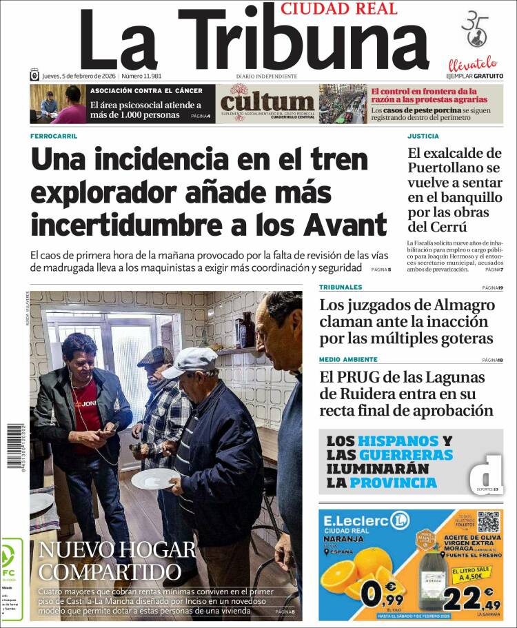 Portada de La Tribuna de Ciudad Real (Espa&ntilde;a)