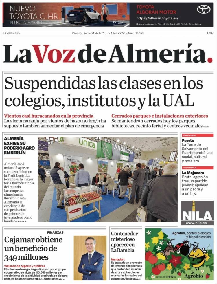Portada de La Voz de Almería (Espa&ntilde;a)