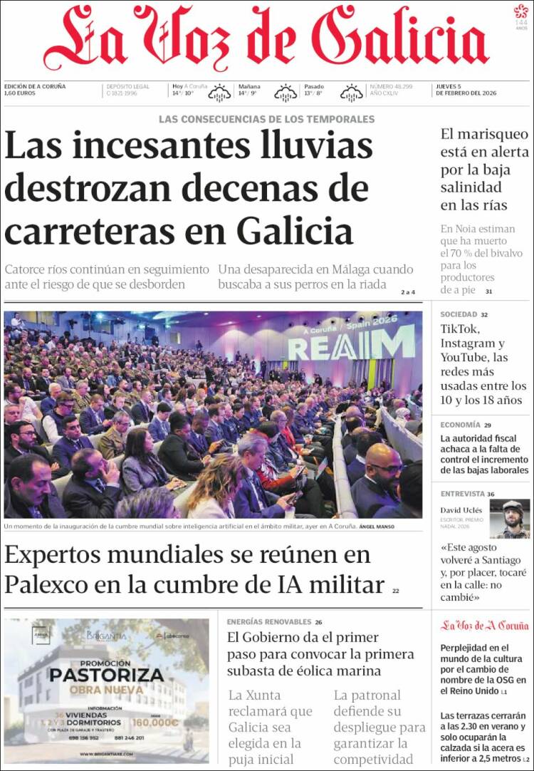 Portada de La Voz de Galicia (Espa&ntilde;a)