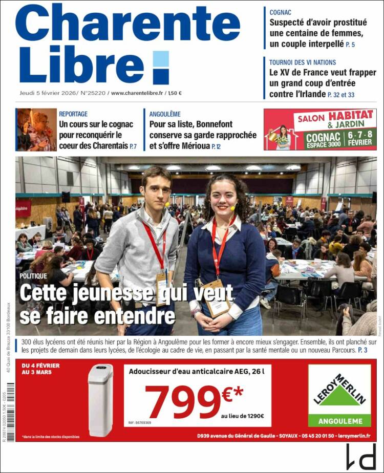 Portada de Charente Libre (Francia)