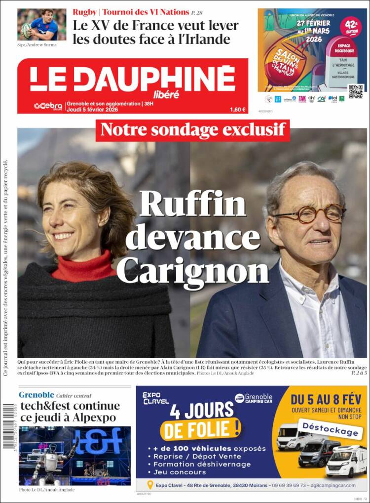 Portada de Le Dauphiné Libéré (Francia)