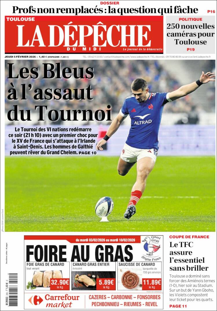 Portada de La Dépêche du Midi (Francia)