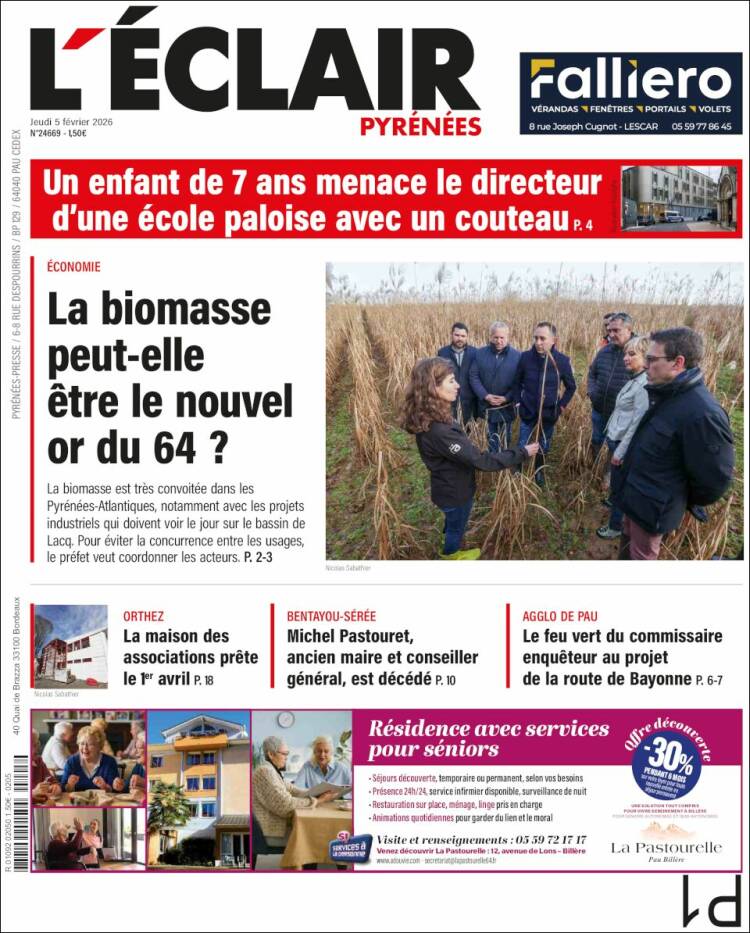 Portada de L'Eclair des Pyrénées (Francia)