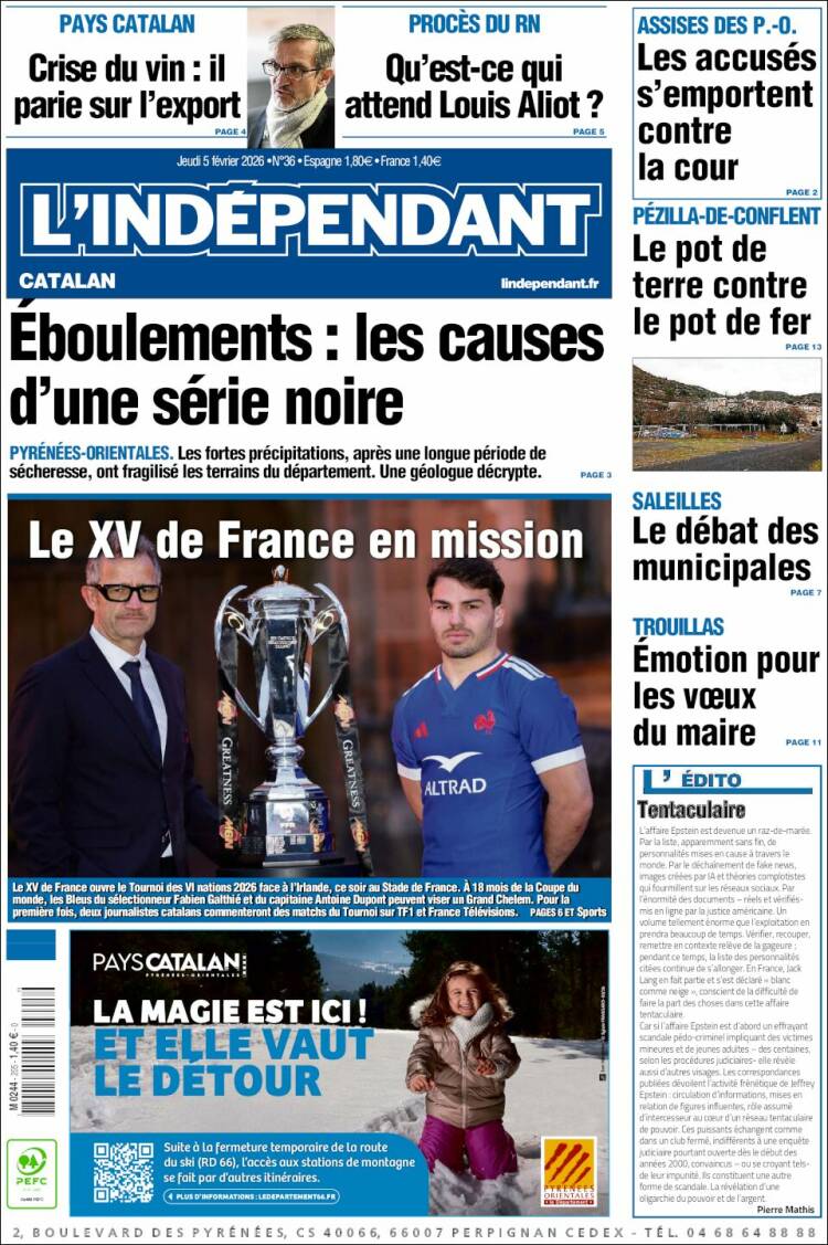 Portada de Le Indépendant (Francia)