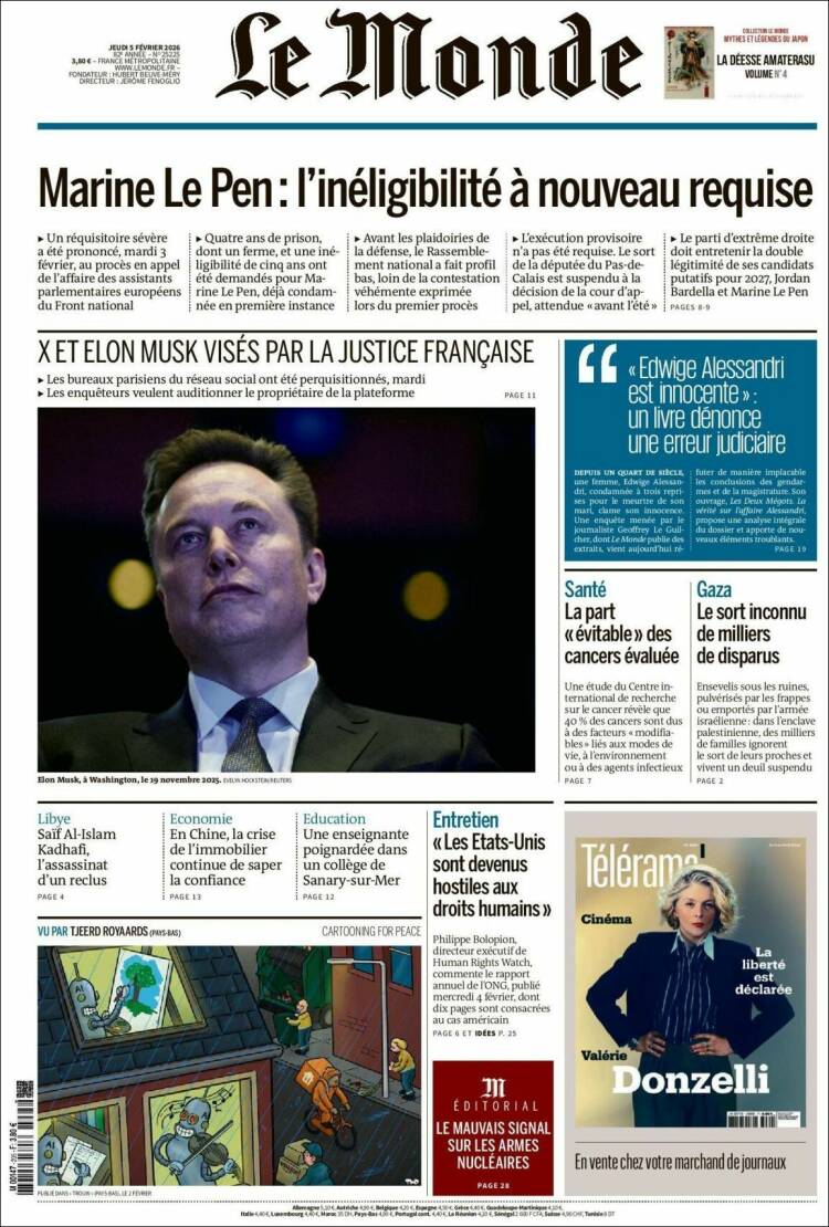 Portada de Le Monde (Francia)