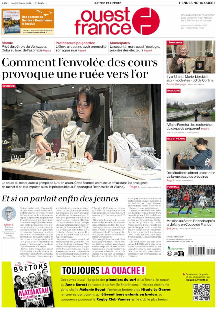 Portada de Ouest France (Francia)