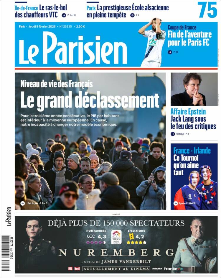 Portada de Le Parisien (Francia)