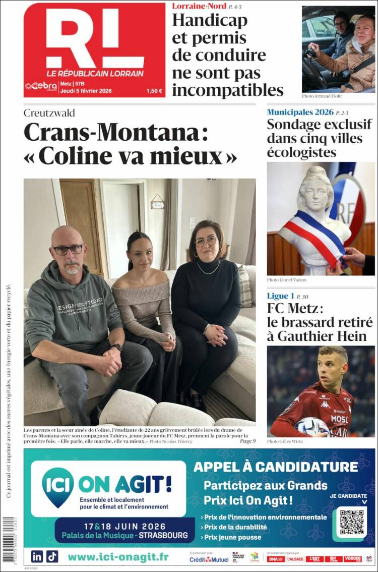 Portada de Le Republicain Lorrain (Francia)