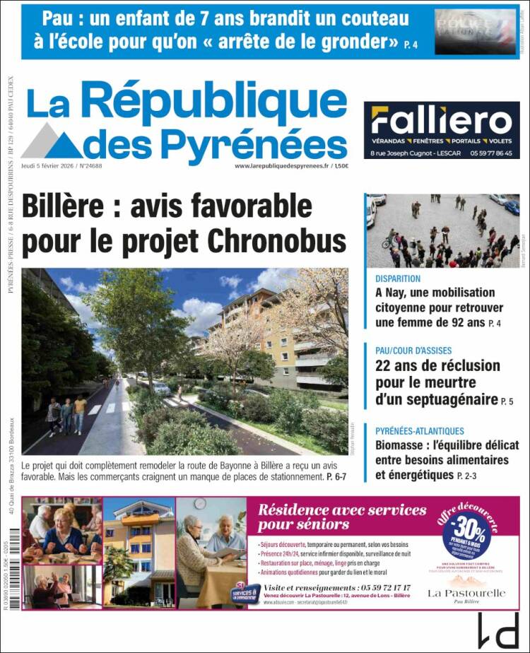 Portada de La République des Pyrénées (Francia)