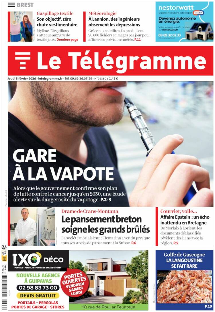 Portada de Télégramme (Francia)
