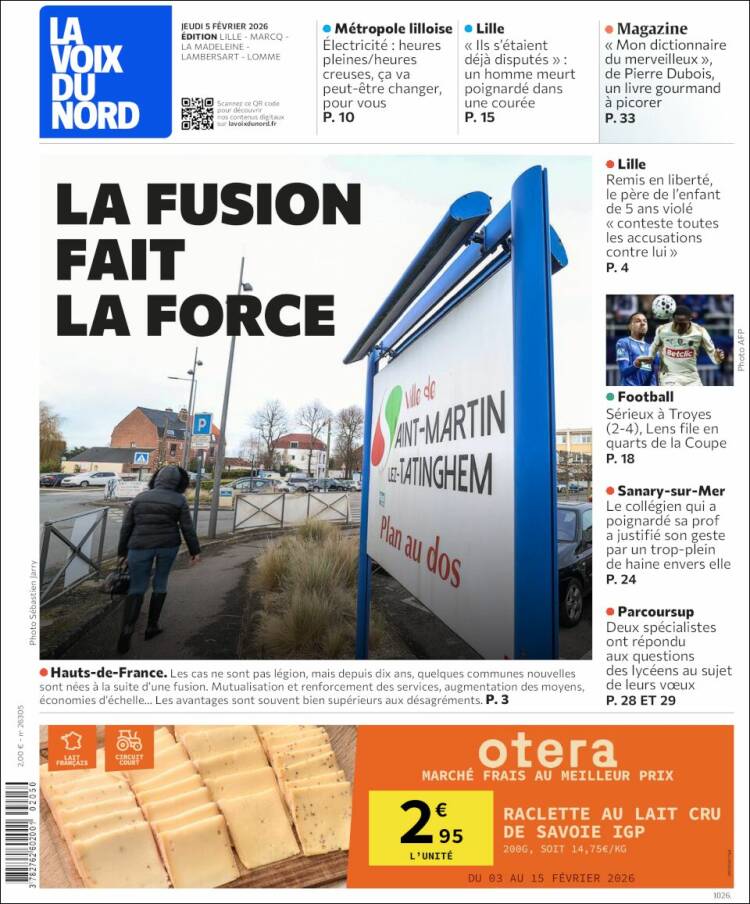 Portada de La Voix du Nord (Francia)