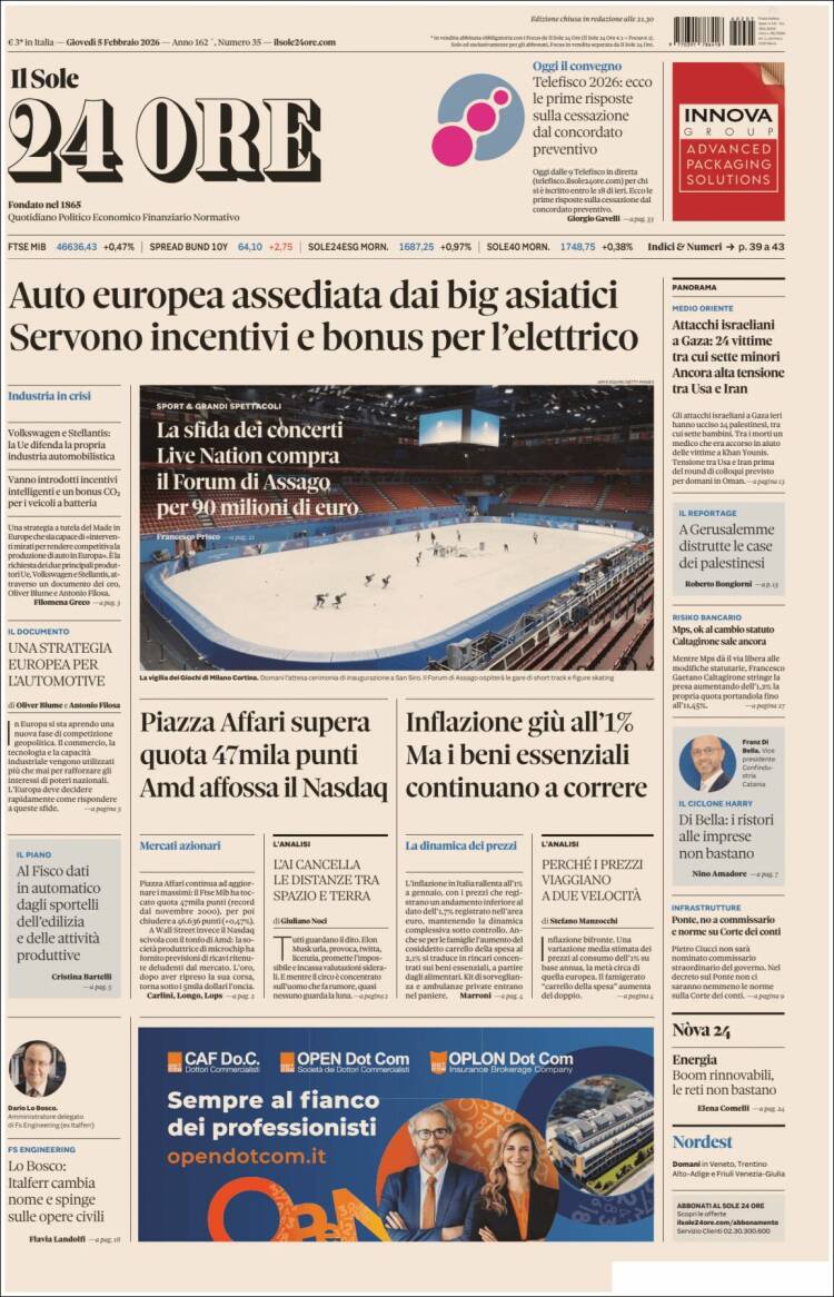 Portada de Il Sole 24 ORE (Italia)