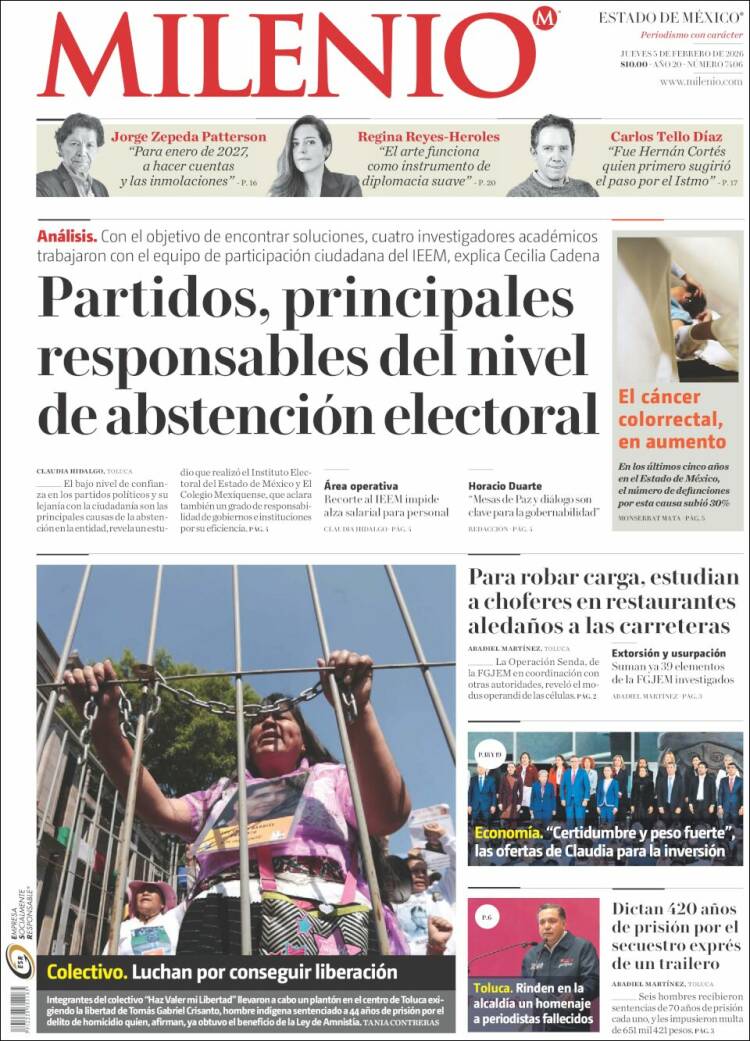 Portada de Milenio - Estado de México (M&eacute;xico)
