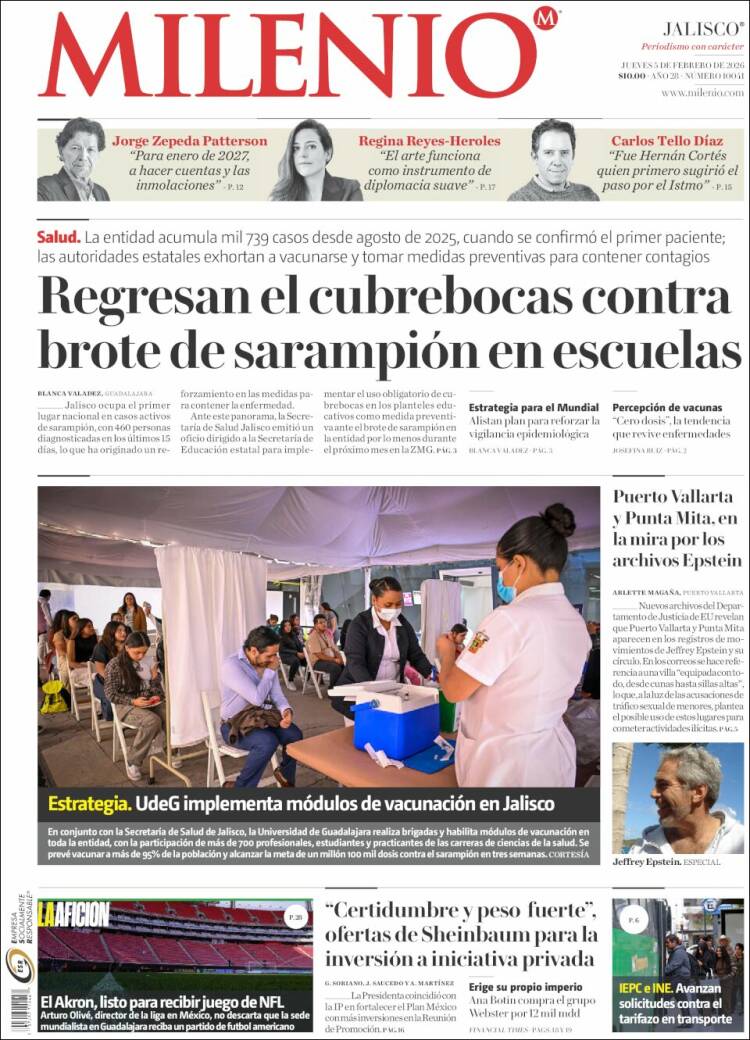 Portada de Milenio - Jalisco (M&eacute;xico)