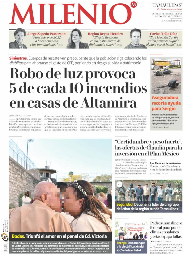 Portada de Milenio - Tamaulipas (M&eacute;xico)