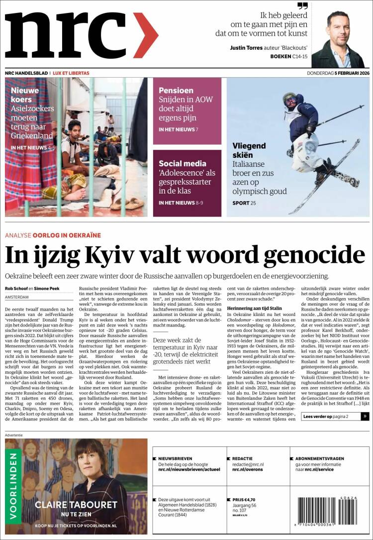Portada de NRC Handelsblad (Pa&iacute;ses Bajos)