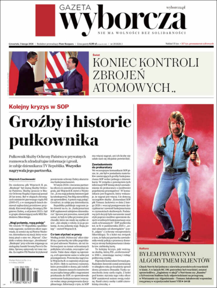 Portada de Gazeta Wyborcza (Polonia)