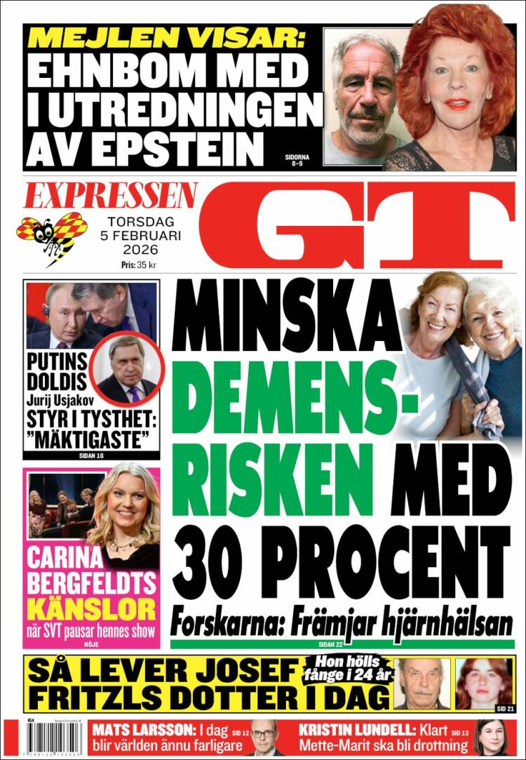 Portada de Göteborgstidningen (Suecia)